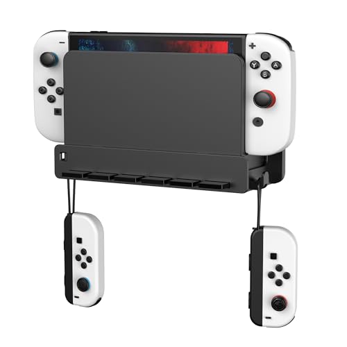 SOKUSIN Wandhalterung Kompatibel mit Switch - Platzsparende Halterung mit Joy-Con Haken und 6 Spielkartenfächern, Ablagefläche Geeignet für Wohnzimmer und Schlafzimmer(Schwarz)