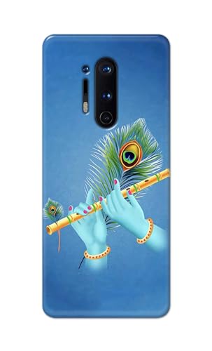 Image of PRINTFIDAA Plastic Printed Hard Back Cover Case For Oneplus 8 Pro Back Cover (Flute In Krishna Hands) -112, Multicolor