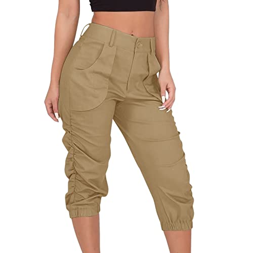 Pantalones 7/8 Mujer Pantalones Cargo Senderismo Mujer Pantalones Pantalones Pantalones Cortos Verano 3/4 Largo Ligero Capri Pantalones Al Aire Libre Transpirable con Bolsillo Trousers Actividades al