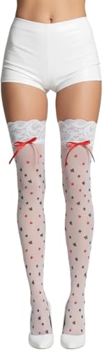Image of ToBeInStyle Women's Harlequin Jester Thigh High Stockings Playing Card Checkered Opaque Halloween Costume Hosiery