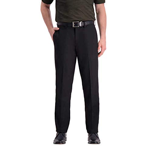 Haggar Men's Super Flex Waistband Performance Pant, Variety (36x34, Black)