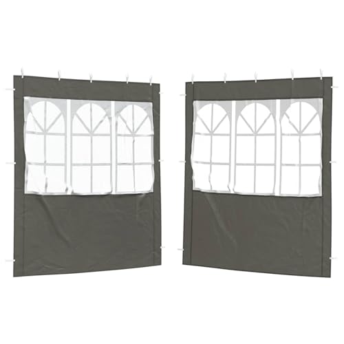 Mhdvray Lot de 2 Parois Latérales pour Tente de Réception 200 x 195 cm Mur de Tonnelle avec Fenêtres Décoratives en PE et Acier Panneaux de Pavillon pour...