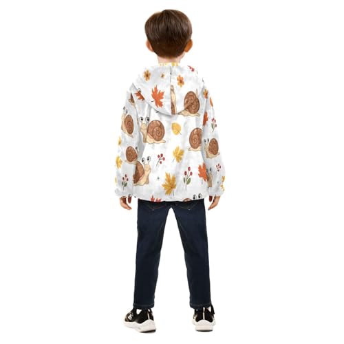 Cute Snails with Autumn Leaves Toddler Fleece Jacket Girl Boys Hooded Fleece Jacket Coat Warm Outwear Zip-up 3-10T4