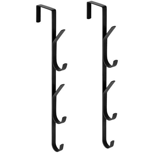flintronic Ganchos para colgar sobre la puerta, 2 Piezas x 5 Ganchos Colgador Vertical Sobre La Puerta, Perchero para Puerta Sin Taladrar, para Dormitorio, Baño, Cocina, Armario, Negro
