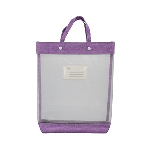 Enyuwlcm Bolsa de documentos de nylon com alça leve transparente bolsa sacola sacola para carregar livros papéis (1, roxo)