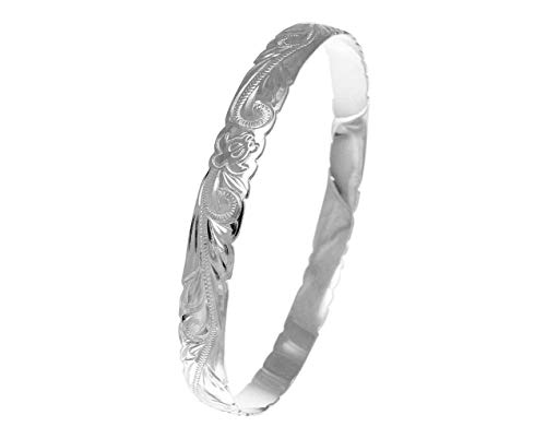 Arthur's Jewelry 925 Sterling Silver Hawaiian Scroll Sea Turtle Honu 8mm Cut Out Edge Bangle Size 7-9