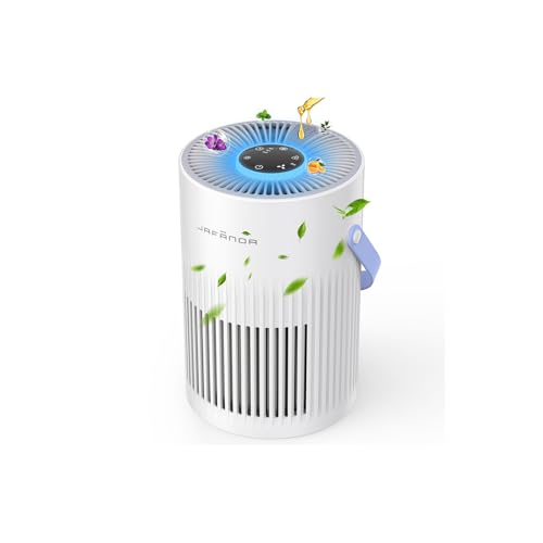 Jafända Air Purifers for Home, Hepa Air Purifier for Bedroom, Air Cleaner for Pet Dander, Quiet Sleep Mode, Portable Air Purifier for Office, Odor, Dust, Smoke (Ivory)