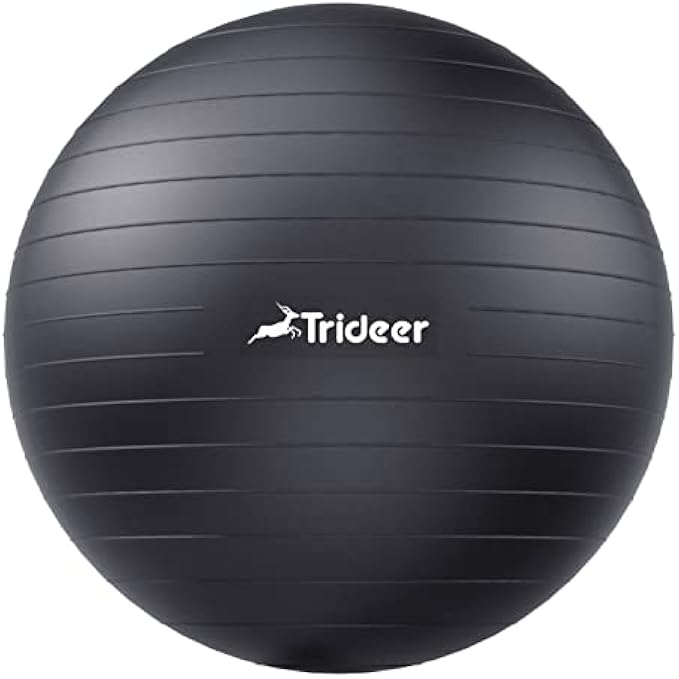 Trideer Extra Thick Yoga Ball Exercise Ball, 5 Sizes Ball Chair, Heavy Duty Swiss Ball for Balance, Stability, Pregnancy, Physical Therapy, Quick Pump Included