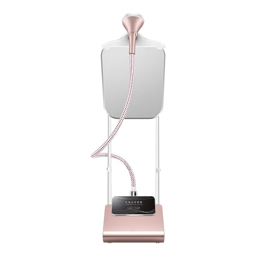 Niceey Plancha de Vapor Vertical con Tabla de Planchar, Centro de Planchado Vertical, 1800W, 2,5L Depósito extraible, 6 Programas, Todo Tipo de Tejidos, Rosa