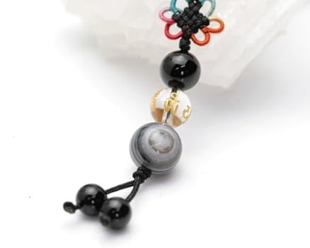 851 クラッククォーツ×ドットオニキス　天然石　お守り　チャーム　ストラップ 851 クラッククォーツ×ドットオニキス 天然石 お守り チャーム