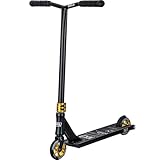 NKD Stunt Scooter – Rally V4 | Hochleistungs ABEC-9 Lager | 360° Lenker für Freestyle | Robuste 6061-Aluminiumlegierung (Schwarz Gold)