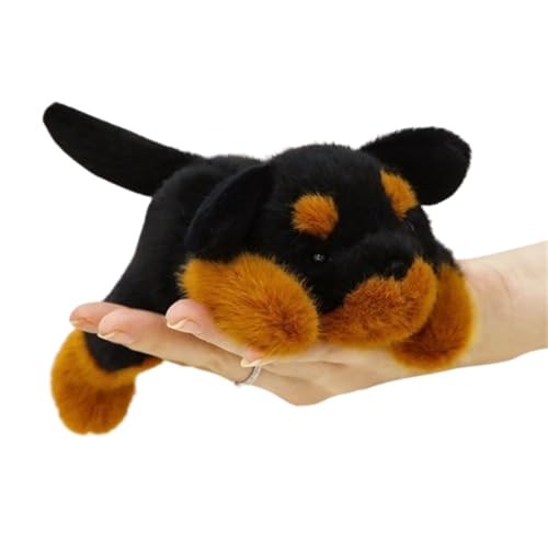 ELKOHA Peluche de perro Rottweiler de 7.8 pulgadas, lindo perro de peluche con peso, suave y esponjoso, almohada de recompensa, regalos para niños y niñas