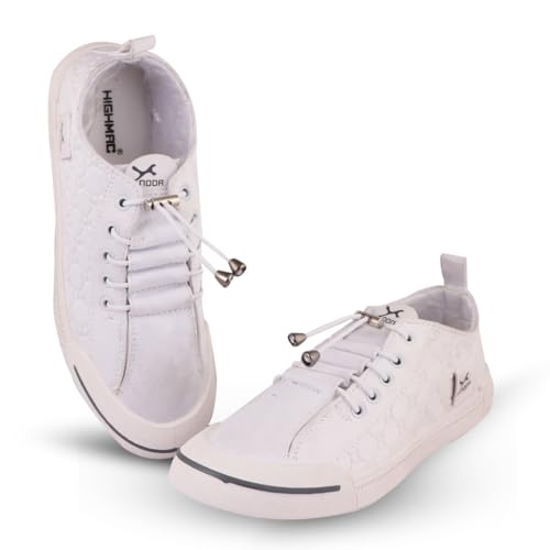 Image of Men's Black Canvas Sneakers - Stylish Casual Shoes with Non Tie Elastic Laces | 7mm Memory Foam & EVA Insole | Lightweight & Comfortable Everyday Footwear (Sizes 6-10)