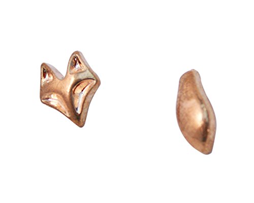 Dainty Fox Stud Earrings Fox Head Fox Tail Studs Simple Basic Foxy Earrings (Gold)