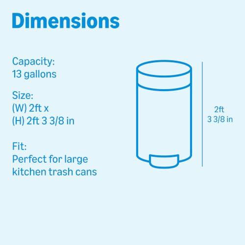 Amazon Basics Tall Kitchen Drawstring Trash Bags, Clean Scent, 13 Gallon, 45 Count, Packaging May Vary