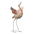 TERESA'S COLLECTIONS Garden Decor for Outside,Brass Metal Crane Garden Statues for Outdoor Decor,Vivid Bird Yard Art Decorations Lawn Ornaments for Porch,Patio,Backyard,Housewarming Gift