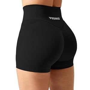 YEOREO Scrunch Butt Workout Shorts Women 3.5″ Seamless V Cross Waist Sport Gym Amplify Shorts