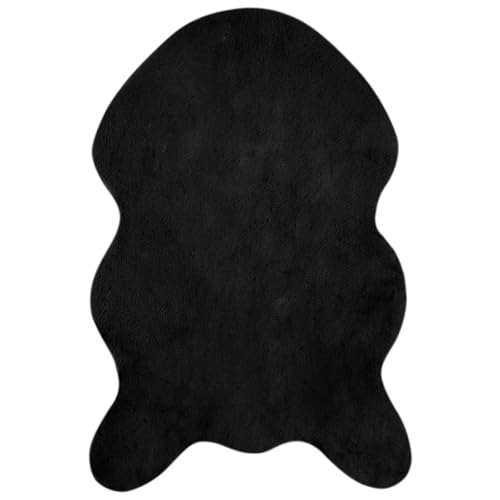 Tapis en fourrure synthétique haut de gamme Olite noir