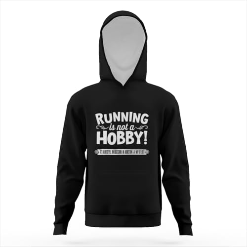 Funny Retro Running Is Not A Hobby Gym Fitness Hoodies for Teen Girls Boys Lightweight Kangaroo Pocket Sweatshirt3