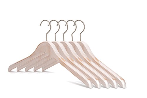 J.S. Hanger Perchas de Madera Resistente, Color Claro, Abrigos, Camisas, Blusas, de Acabado Natural (5 Unidades)