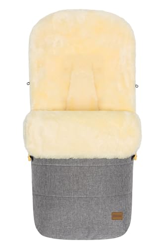 Fillikid Lammfellfußsack Bernina für Kinderwagen Buggy | Winterfußsack wind- & wasserabweisend | Warmer Fußsack Oberteil abnehmbar echtes Lammfell herausnehmbar | Baby Fußsack ab 0 Monate