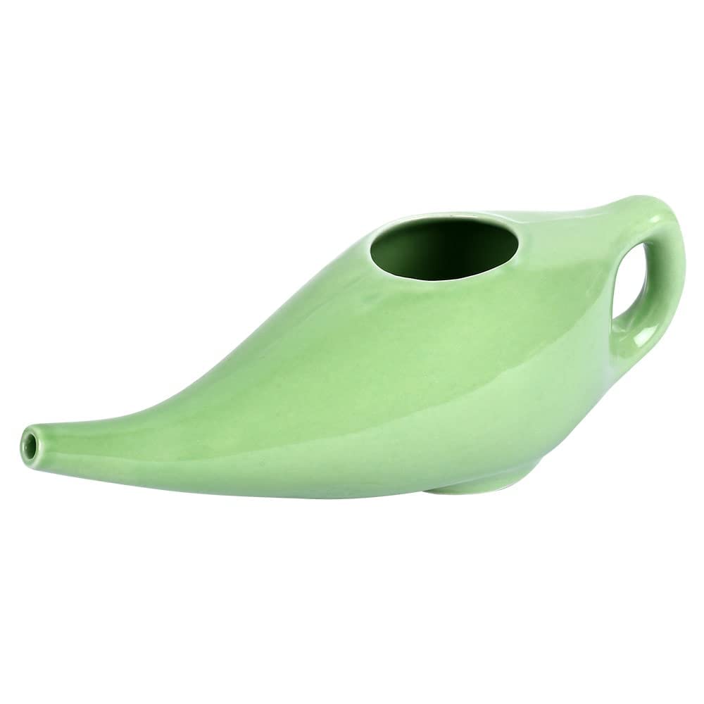 Ceramic Neti Pot Large Durable Handcrafted Nasal Cleaning Cup for Sinus & Congestion Relief Leakproof Dishwasher Safe neti Pot with Cotton Napkin (Green)