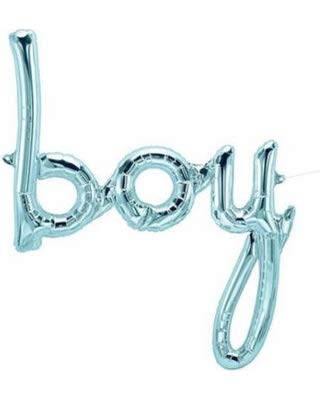 Zittop Baby Blue â€œBoyâ€ Script Foil Balloon - 24â€ One-Piece Letters Balloon for Boy Baby Shower, Gender Reveal, Pregnancy Announcement, First Birthday Party, Christening, Baptism, Nursery Decoration
