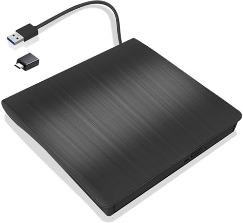Unidad externa CD DVD USB 3.0 tipo C portátil negra miniatura 1