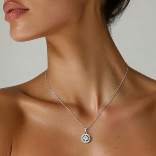 Image of Miss Highness 925 Pure Silver Pendant Necklace for Women, Modern Design Pendants, Rhodium Plated, Minimal Jewellery with Authenticity Certificate, Birthday, Anniversary, Gift for Wife & Girlfriend