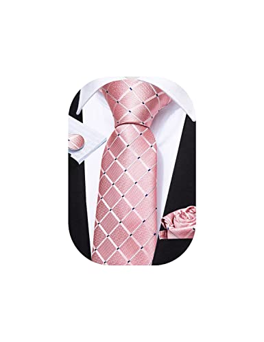 Image of Barry.Wang Ties for Men Silk Tie Sets Polka Dot Woven Necktie Pocket Square Cufflinks Business Wedding