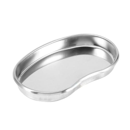 Piatto medico per reni, vassoio curvo professionale in acciaio inox, adatto per ospedali, cliniche, odontoiatria, saloni di bellezza, farmacie, 19 cm x 11 cm x 2,5 cm