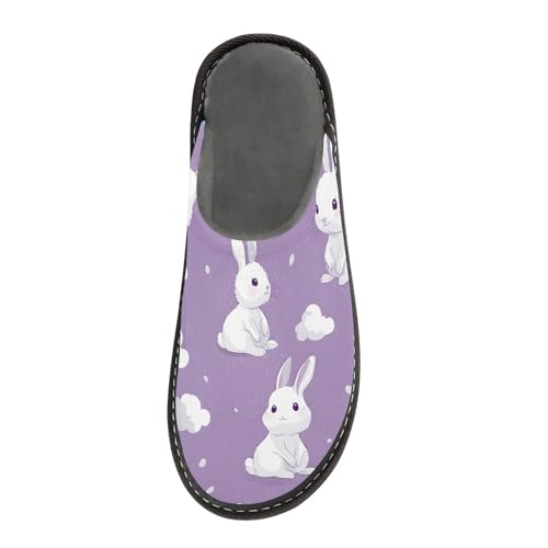 Cloud with Rabbit Purple Fuzzy Slippers Soft Home Bedroom Slippers for Women Men House Shoes3