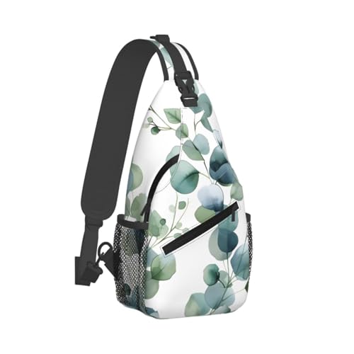 Bolso tipo bandolera verde con estampado de hojas para mujer y hombre miniatura 2