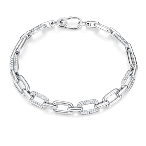 FANCIME 'Linker' Sterling Silver Rectangular Link Chain Bracelet Jewelry for Women and Men 7 inches2