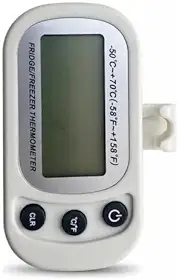 Termômetro Digital para Geladeira e Freezer, Branco, LCD, -50°C a +70°C, com Botões de Controle, Medição Precisa de Temperatura (Branco)
