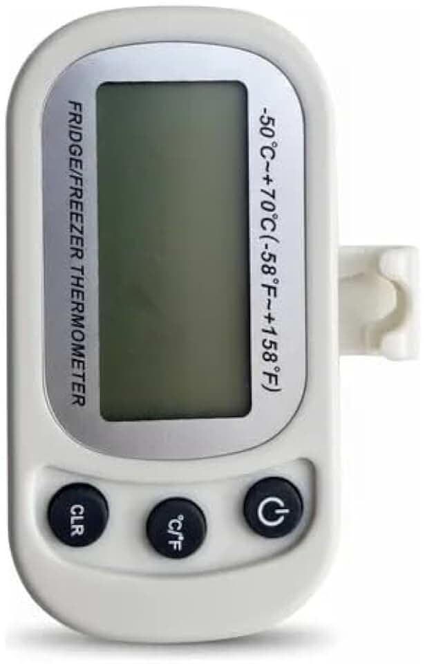 Termômetro Digital para Geladeira e Freezer, Branco, LCD, -50°C a +70°C, com Botões de Controle, Medição Precisa de Temperatura (Branco)