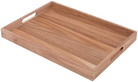 Wooden Serving Tray with Handles (17 Inches) – Decorative Serving...