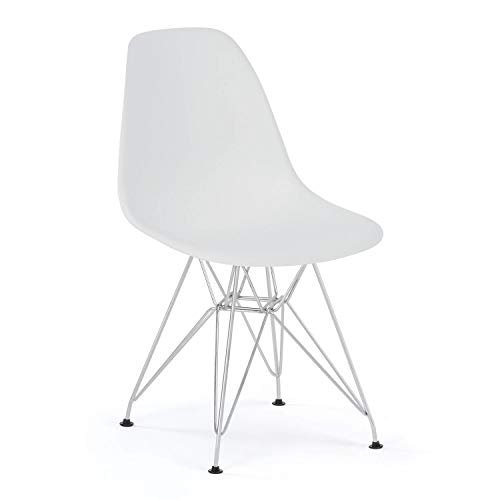 MIGOHOME Silla AVA Metal Comedor,Cocina,Escritorio Estilo Nórdico Polipropileno y Metal (Blanco)