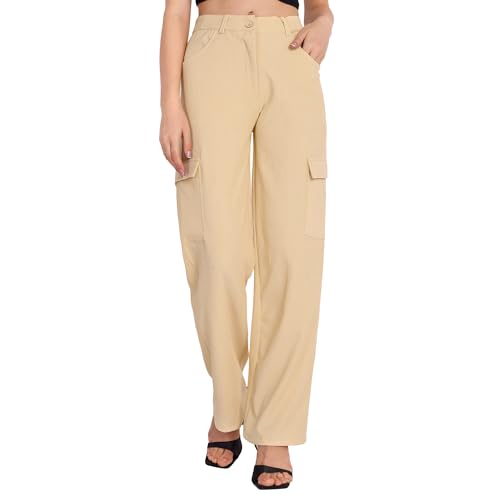 Image of FNOCKS Women Premium Cotton Cargos Wide Leg Loose Fit Cargos Pant /Trousers