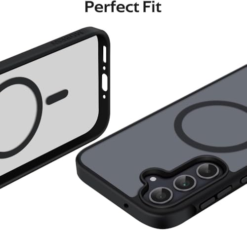 Image of Elzzi Magnetic Magsafe Designed for Samsung A55 5G Case Translucent Matte Hard PC + TPU Back Cover [Compatible with MagSafe] Phone Case (Black)