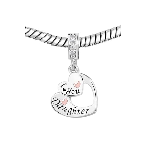 KunBead I Love You Heart Dangle Charms Compatible with Pandora Bracelet Necklace for Mom Daughter Grandma Granddaughter Nana Auntie Wife Sister Best Friend3