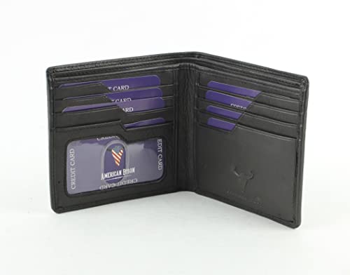 American Bison Slim Genuine Leather Bifold Wallet for Men – Secure RFID Blocking Men's Wallet – Durable & Classic Style (Black) (Black)3