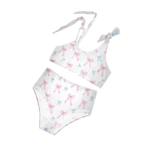 Wusikd Pink Bows Girls Swimsuits Two Piece Swimwear Bikini Set for for Girls Size 3T 5