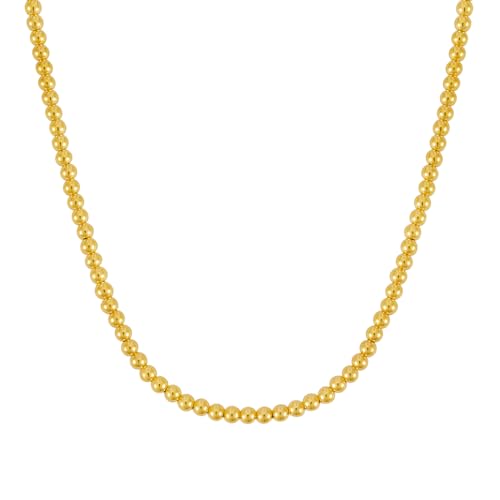 14K Yellow Gold Polished Finish 4mm Bead Chain Bracelet with Lobster Clasp - 8"2