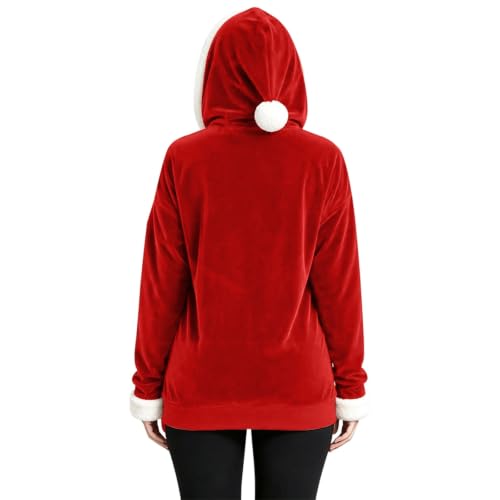 SHAOBGE Christmas Sweatshirts for Women Santa Hat Style Hoodie Wine Small - image 3