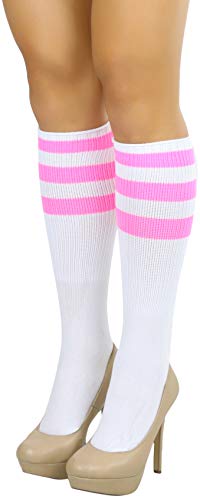 Image of ToBeInStyle Women's Premium Below Knee Athletic Socks w /Contrasting Wide Stripes