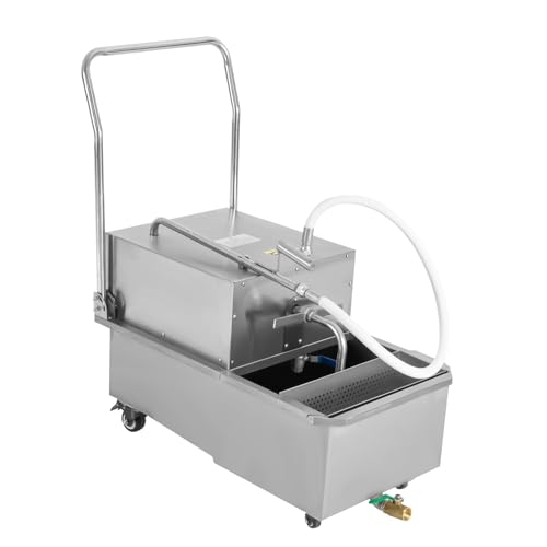 Mobile Fryer Filter Machine, 550W Commercial Oil Filtration System with 14.53 Gallon Tank, Stainless Steel Restaurant Oil Filter Machine with Wheels & Filter Papers for Restaurant & Food Service