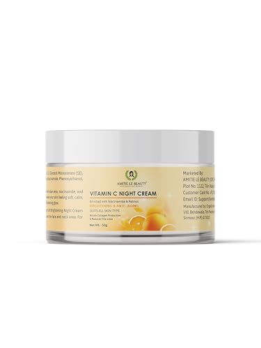 Image of Amitie Le Beauty Vitamin C Night Cream, 50g, Brightening and Anti-Aging with Niacinamide and Retinol