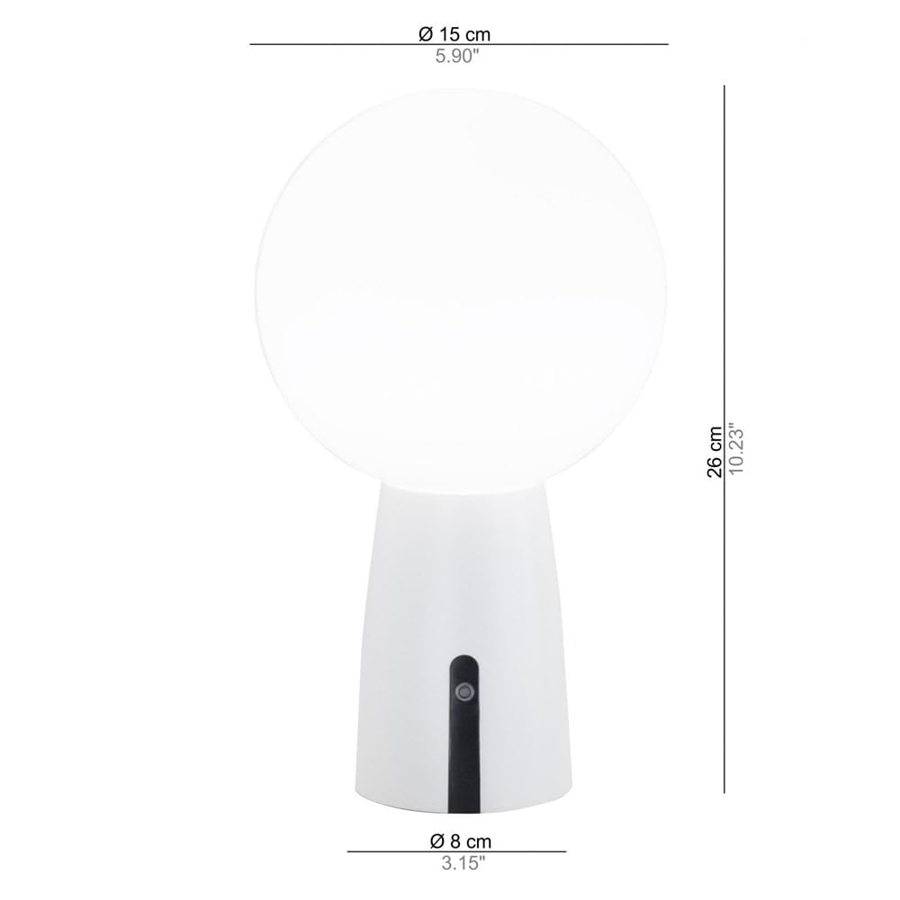 [Amazon Exclusive] Zafferano Olimpia Pro Lampada Ricaricabile da Tavolo in Alluminio, Caricatore USB Aiino, LED Dimmerabile Touch,Protezione IP54,Interno/Esterno, Base Ricarica a Contatto,H26cm Bianco