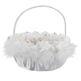 cesta de baloncesto Robusto y duradero --- Nuestras cestas de flores están hechas de plumas de satén, bambú y material de avestruz, que son duraderas y duraderas.